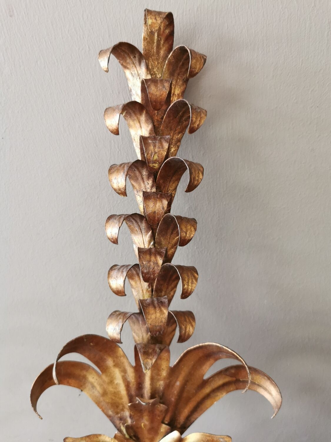 Pair of vintage 70s wall lights in gold metal