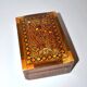 Vintage wooden box with straw marquetry and mother-of-pearl decoration.