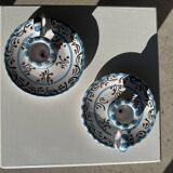 Light blue Moustiers candlestick H5 D12.5