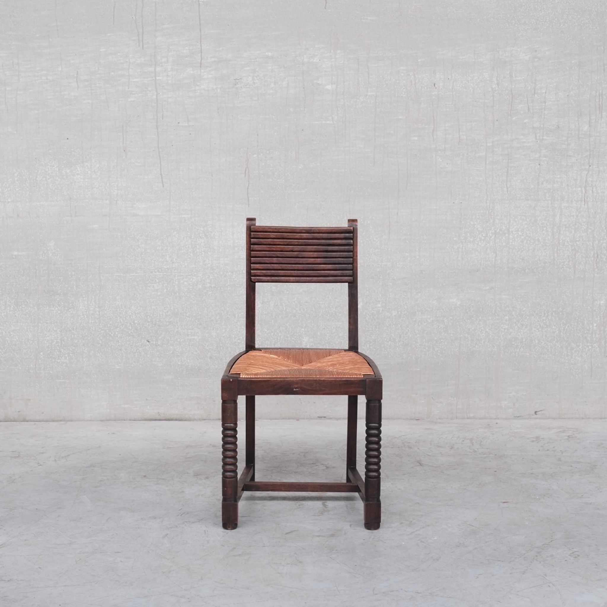 Set of six rush mid-century dining chairs