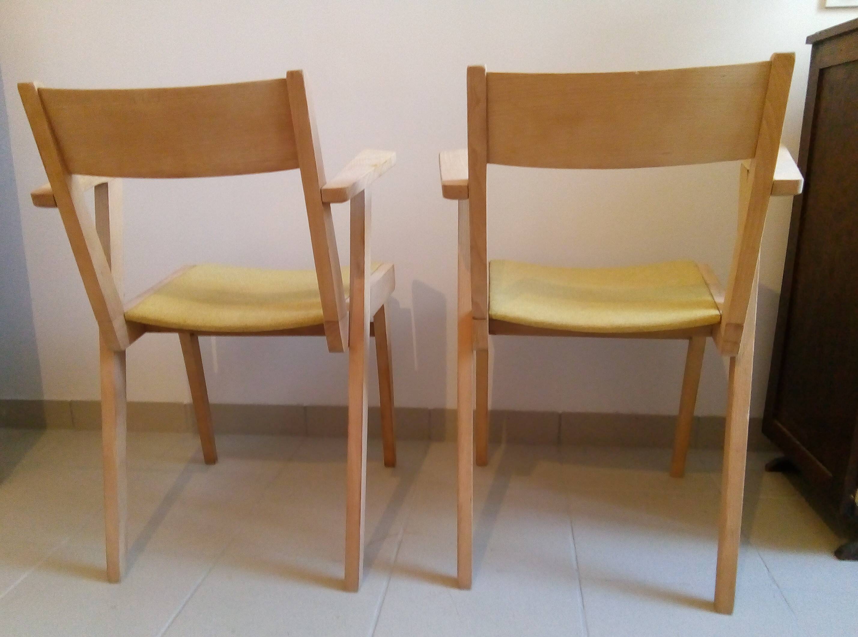 Pair of vintage 1950 sandblasted bridge armchairs