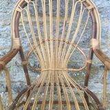 2 armchairs in old rattan