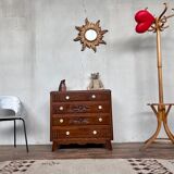 Chest of drawers semainier chiffonnier vintage oak 1950 style Art deco