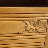 Large Art Deco bedside table in light oak