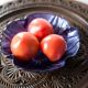 Vintage decorative glass plate in purple with flower pattern, Italy, 1960s.