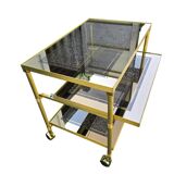Brass and glass serving trolley, 1970s