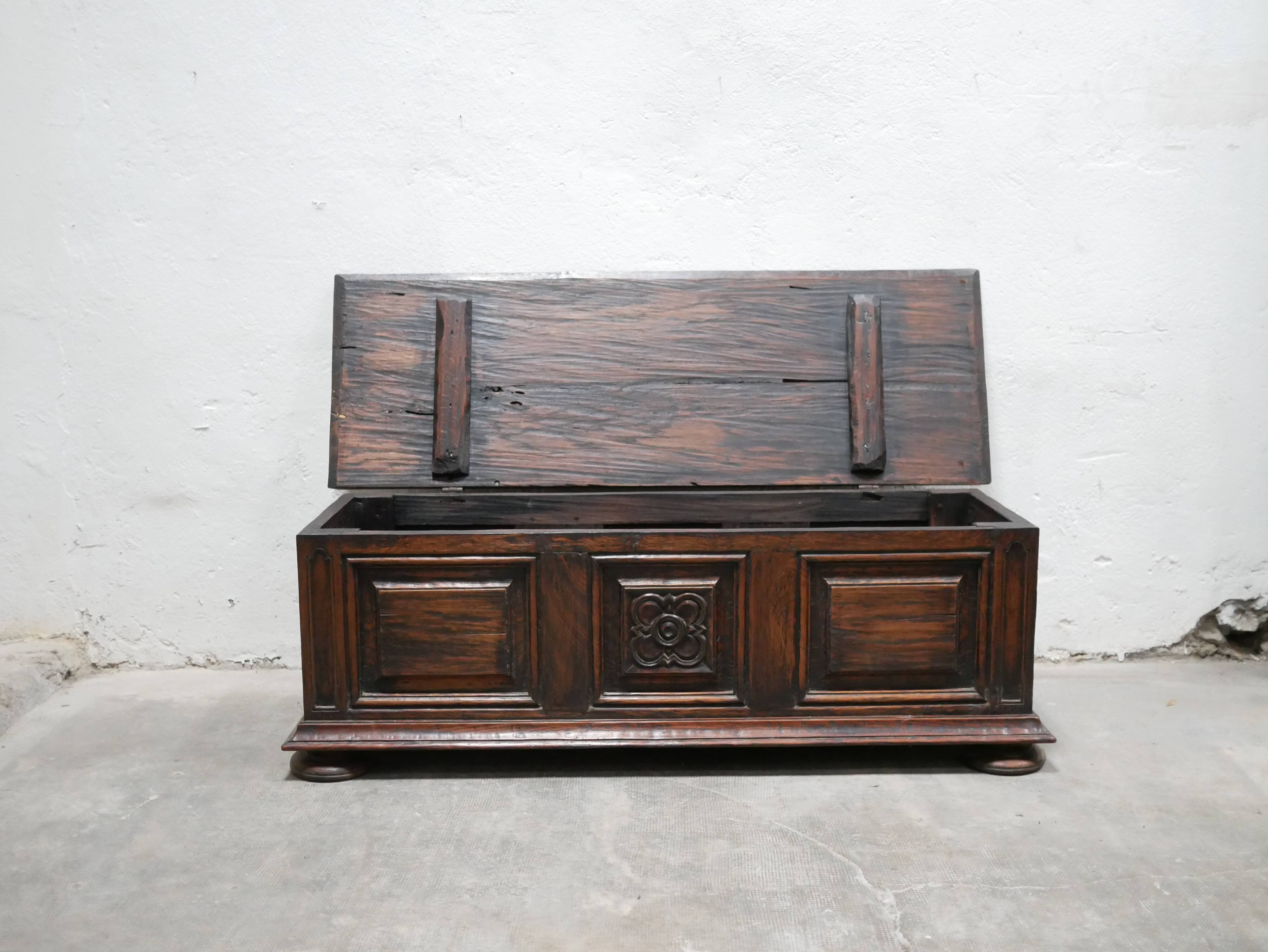 Old chest in solid oak