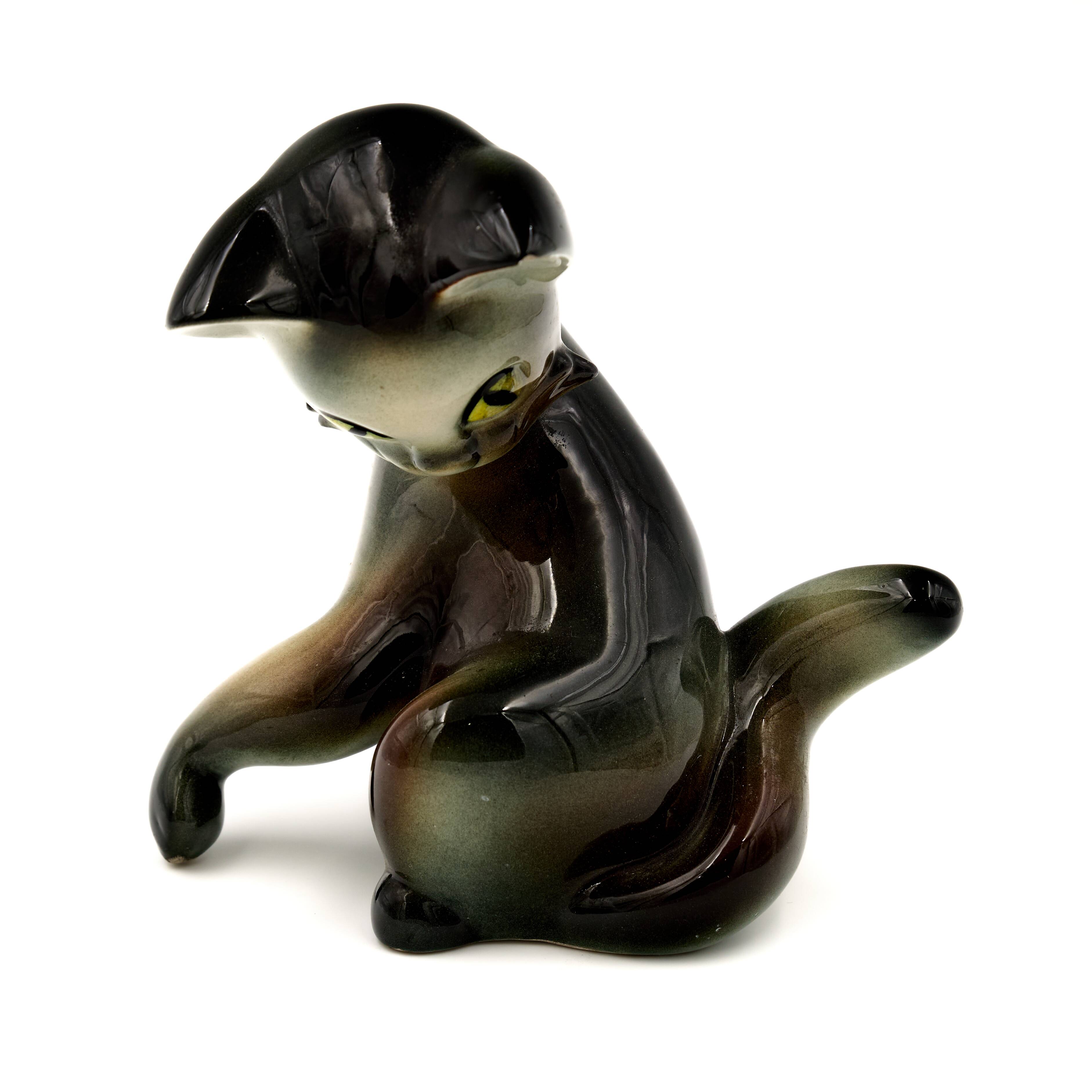 Vintage Jichokera Bechyně Cat Figure, 1960s
