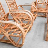 Ensemble de salon en rotin vintage