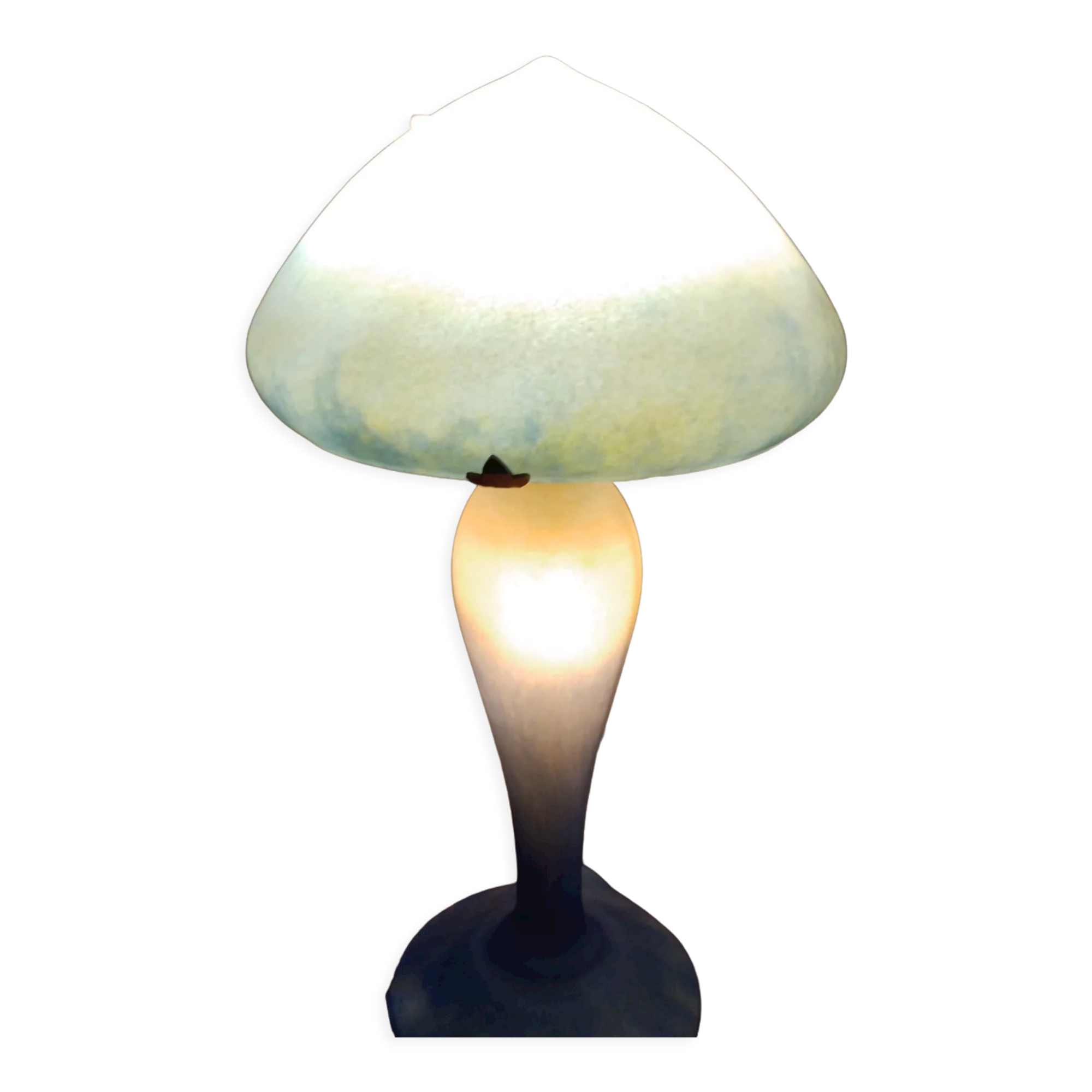 Glass paste lamp signed