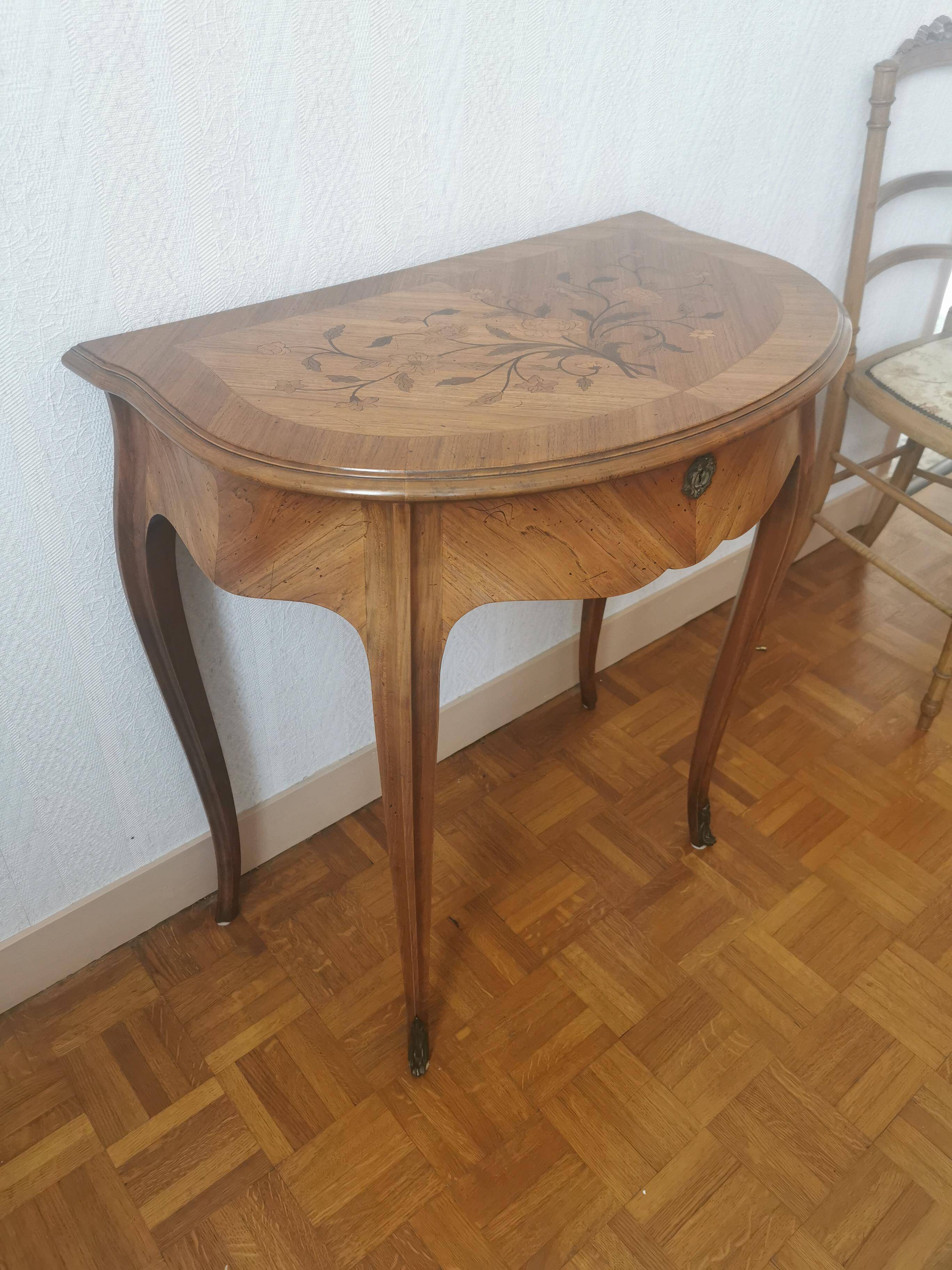 Coiffeuse marquetée Louis XV avec miroir