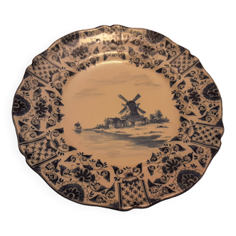 Delft moulin faience plate signed vd