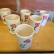 Old Service Juice Jug + 6 White Ceramic Glasses with Flower Wine Decor