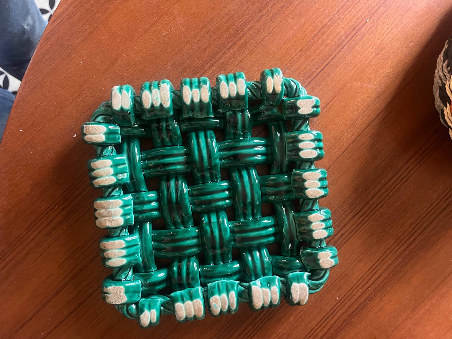 Woven ceramic trivet
