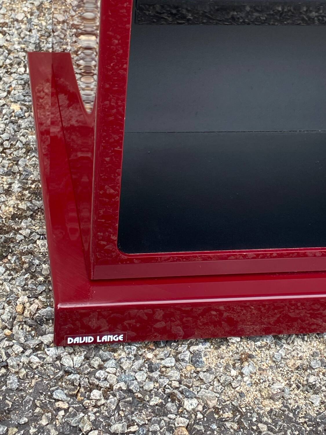 Square plexiglass shelf, burgundy red, david lange vintage 1980