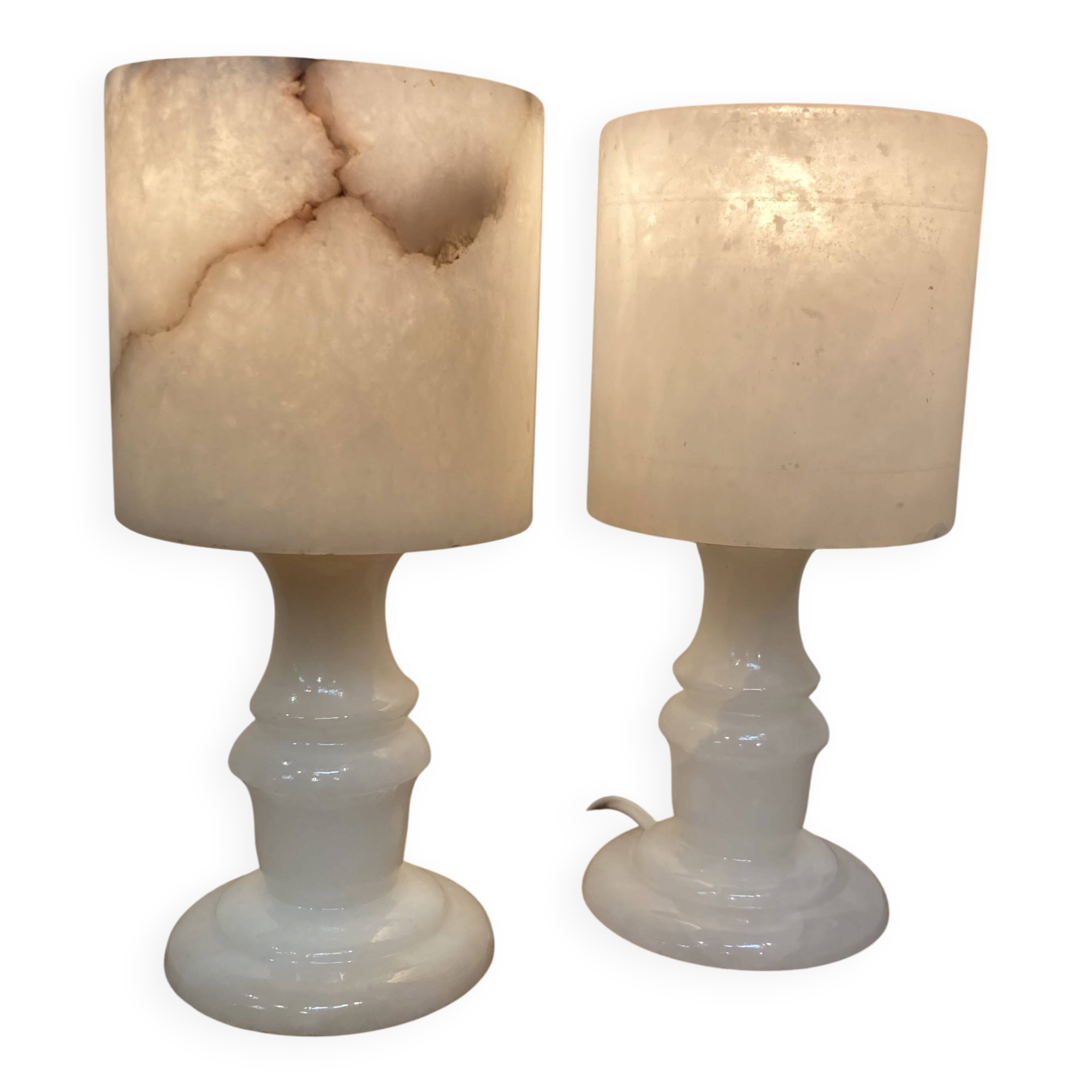 Pair of alabaster lamps "design 1950".