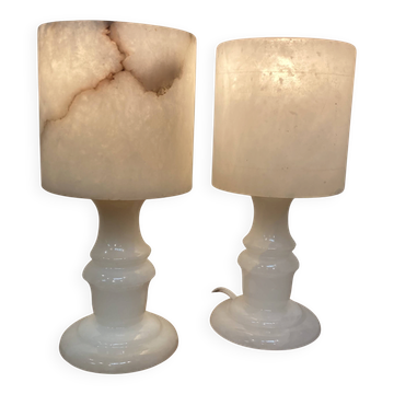 Pair of alabaster lamps "design 1950".