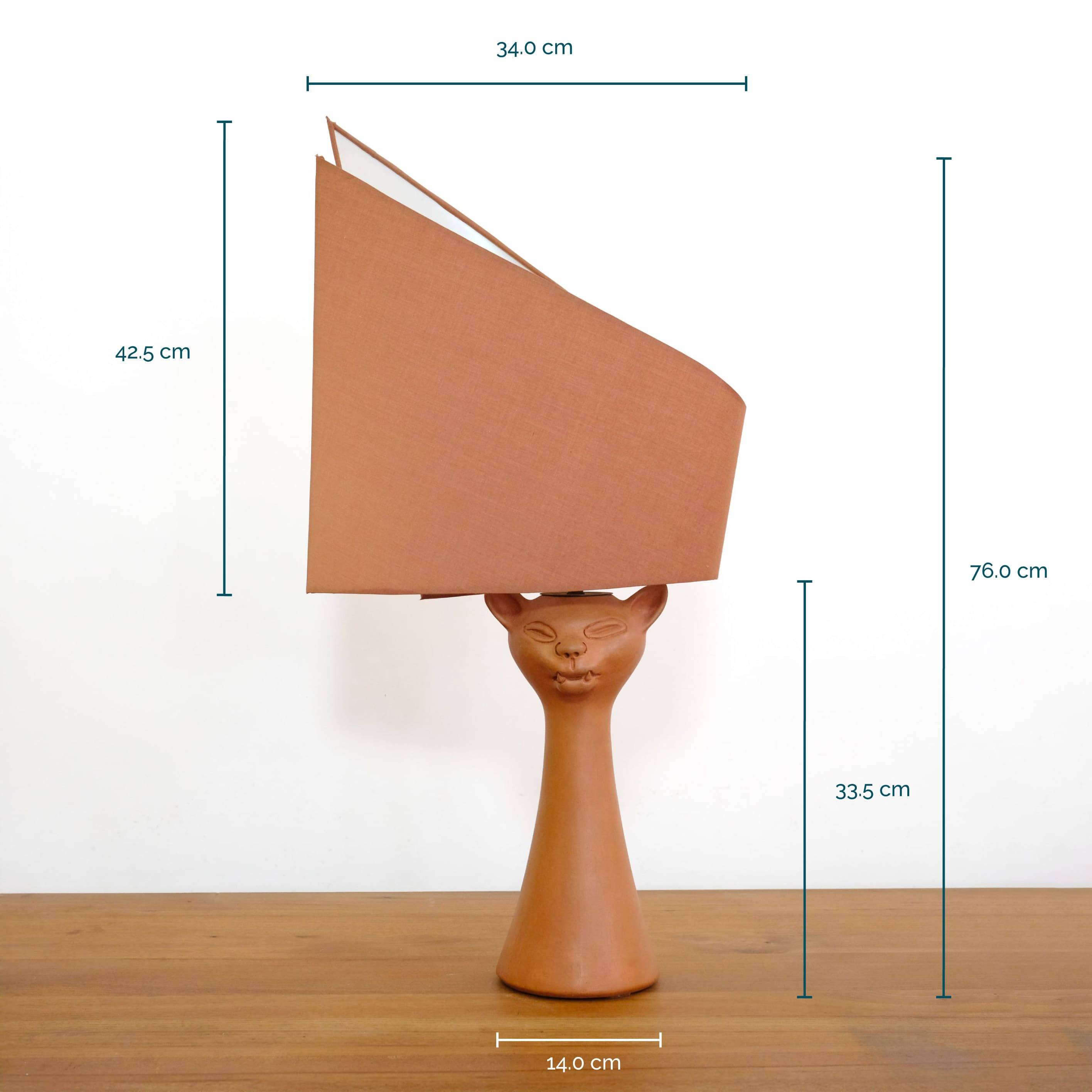 Jean Marais, terracotta cat lamp from the 70s-80s.