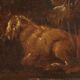 Peinture ancienne paysage avec des chèvres du XVIIe siècle