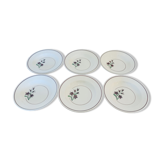 Lot de 6 assiettes creuses motif fleurs