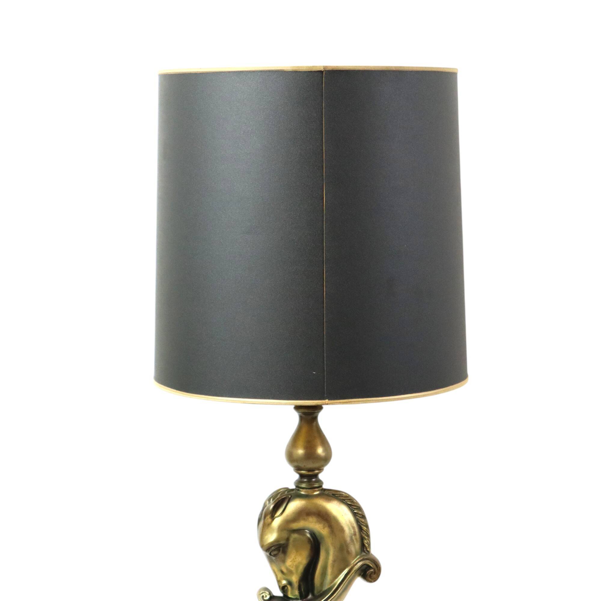 Lusterie Deknudt Vintage Horse Head Table Lamp XL Brass