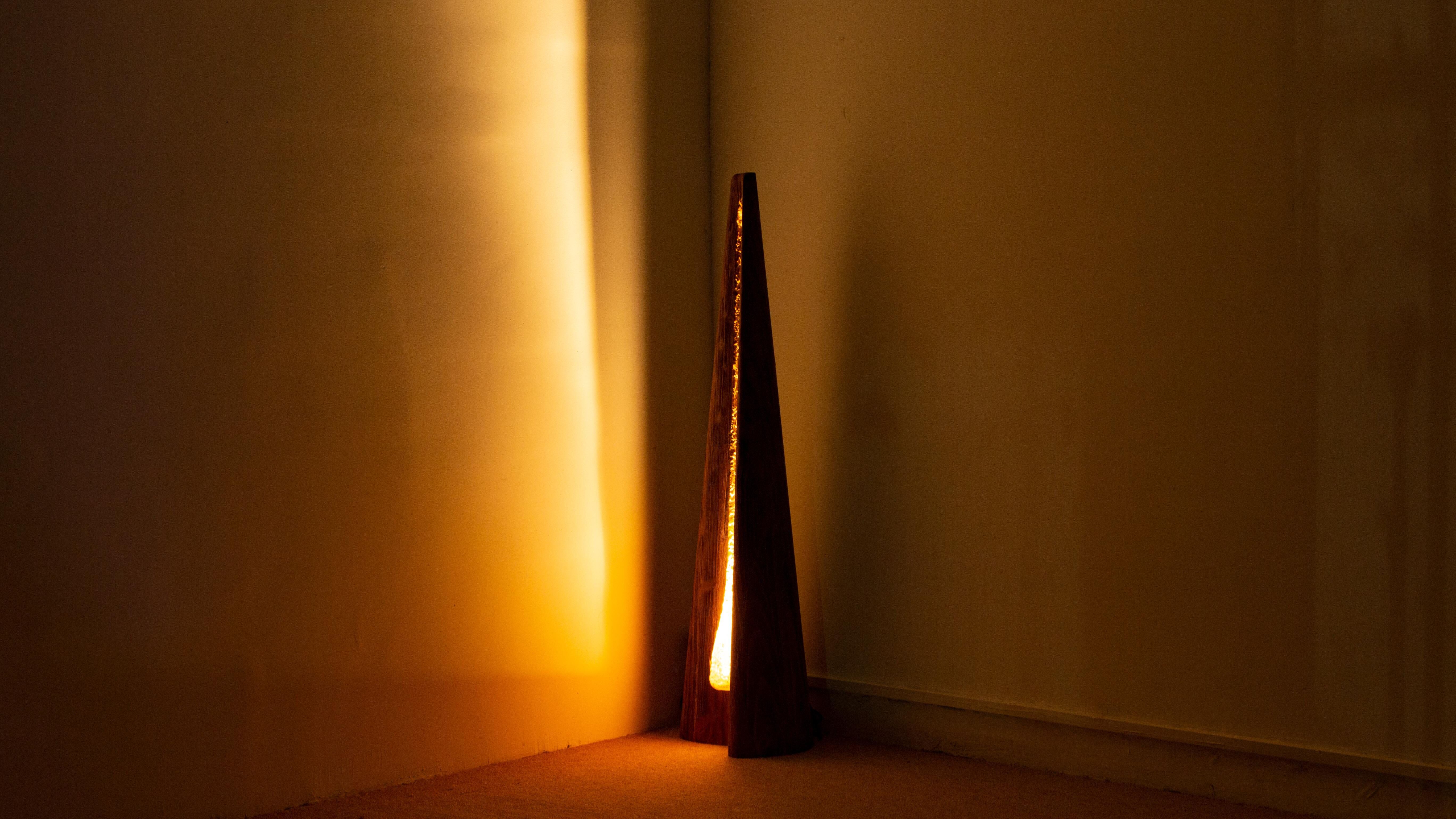 Handmade Mid-Century Modern Light ZENITH Solid Wood Sculptural Floor lamp