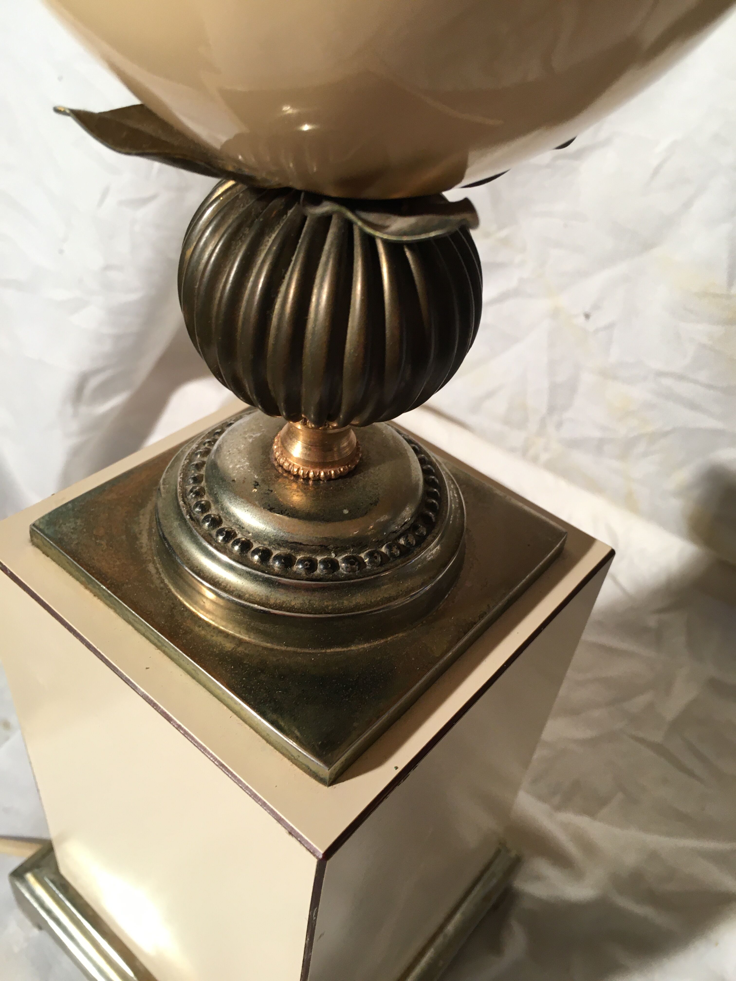 Pair of Hollywood Regency style egg lamps