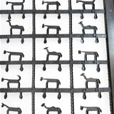 French brutalist coffee table, forged wrought iron, shepherd with dog and his herd, 1970s, transparent glass top