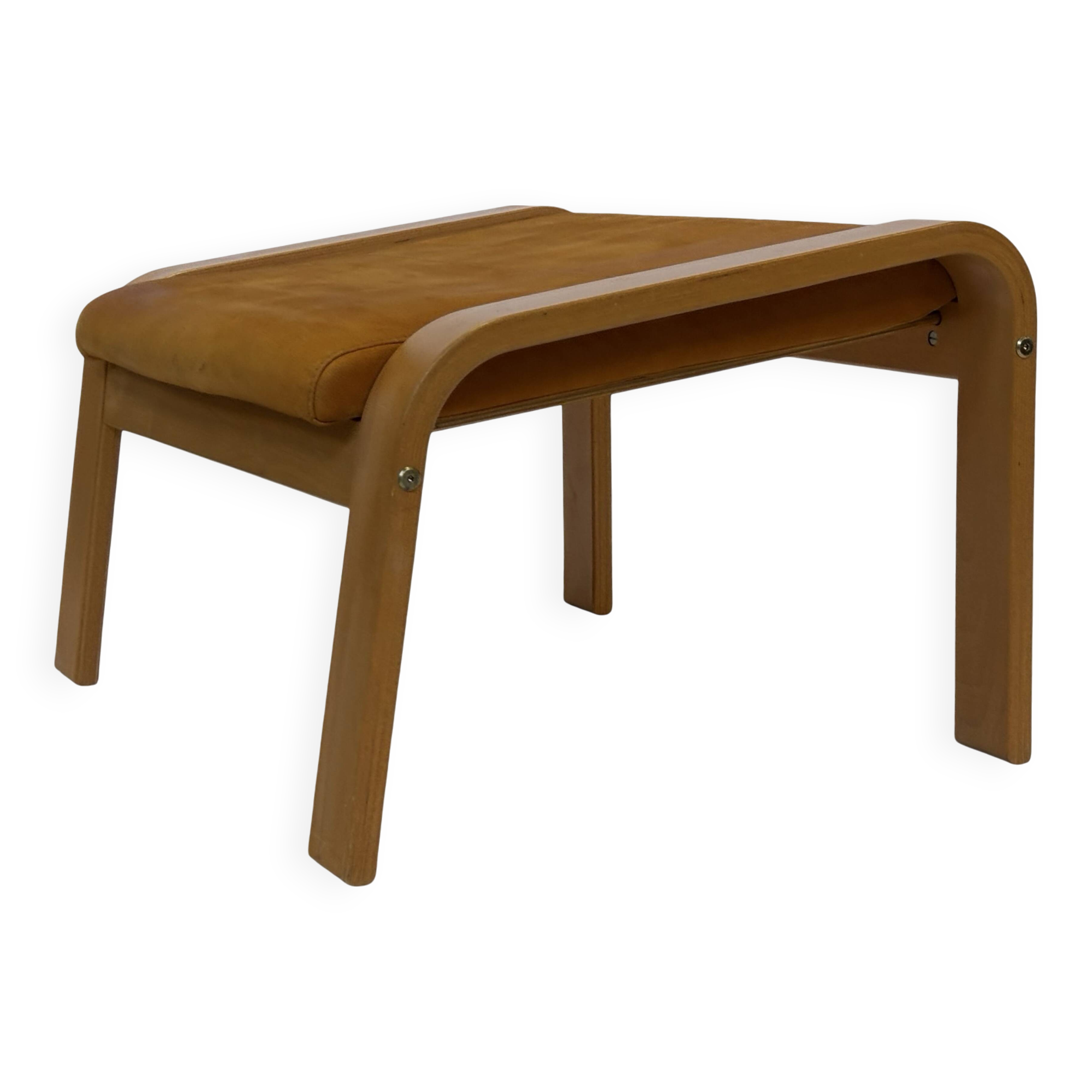 Vintage ikea poang tan leather cantilever footstool ottoman design