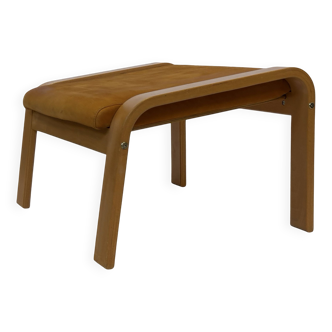 Repose-pieds cantilever vintage en cuir marron Ikea Poang