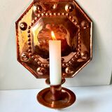 Scandinavian Antique Wall Candle Holder Sconce in Copper