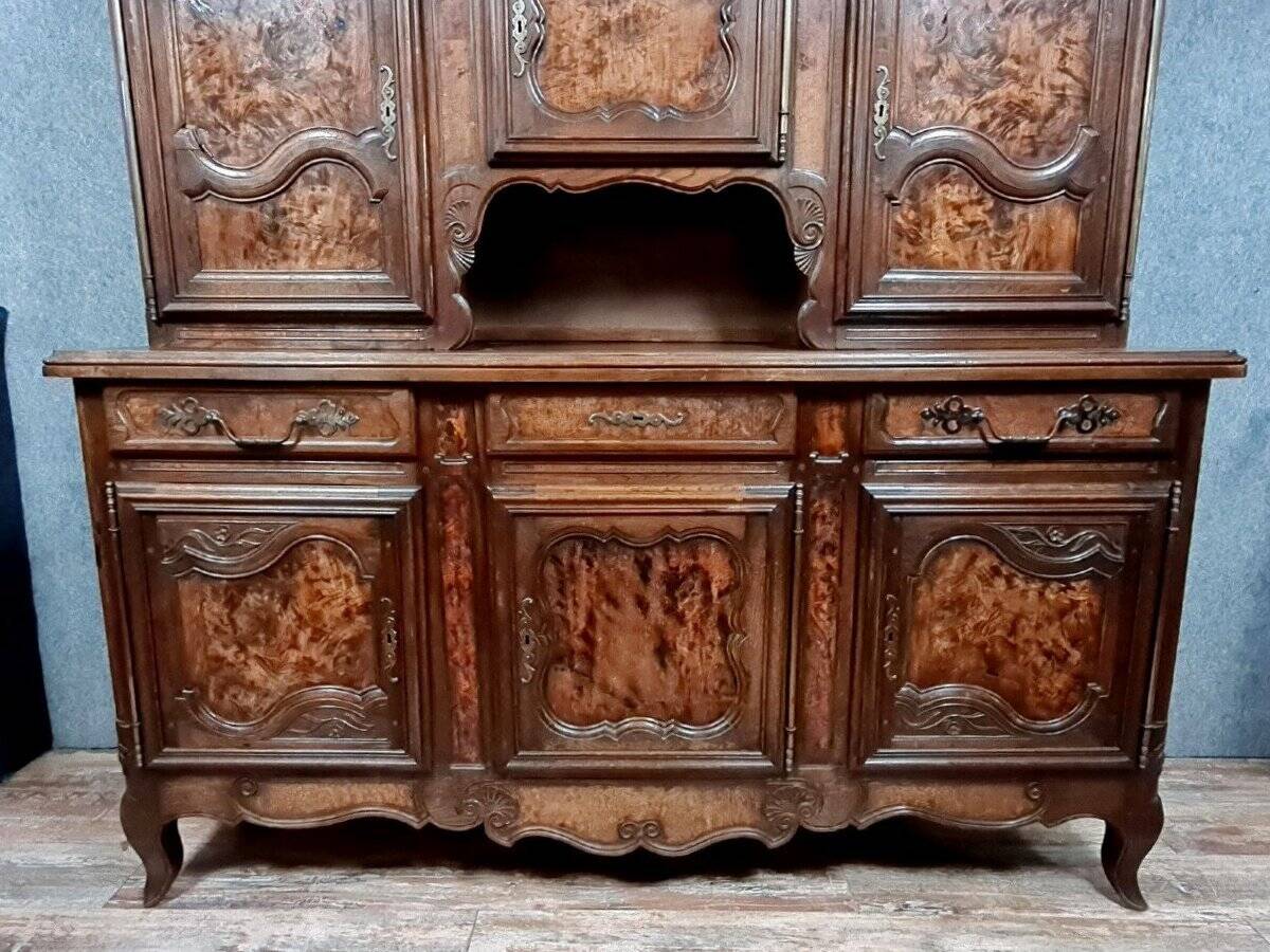 important Bressan two-body sideboard in walnut and burl circa 1880