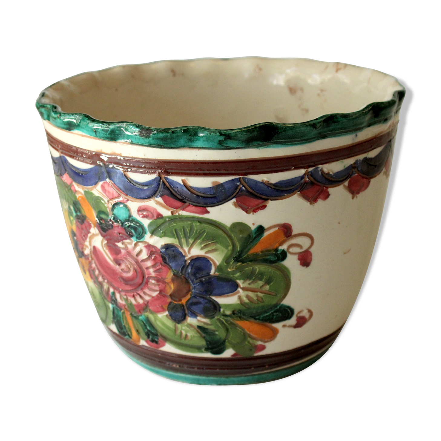 Ceramic planter with a wavy edge - vintage