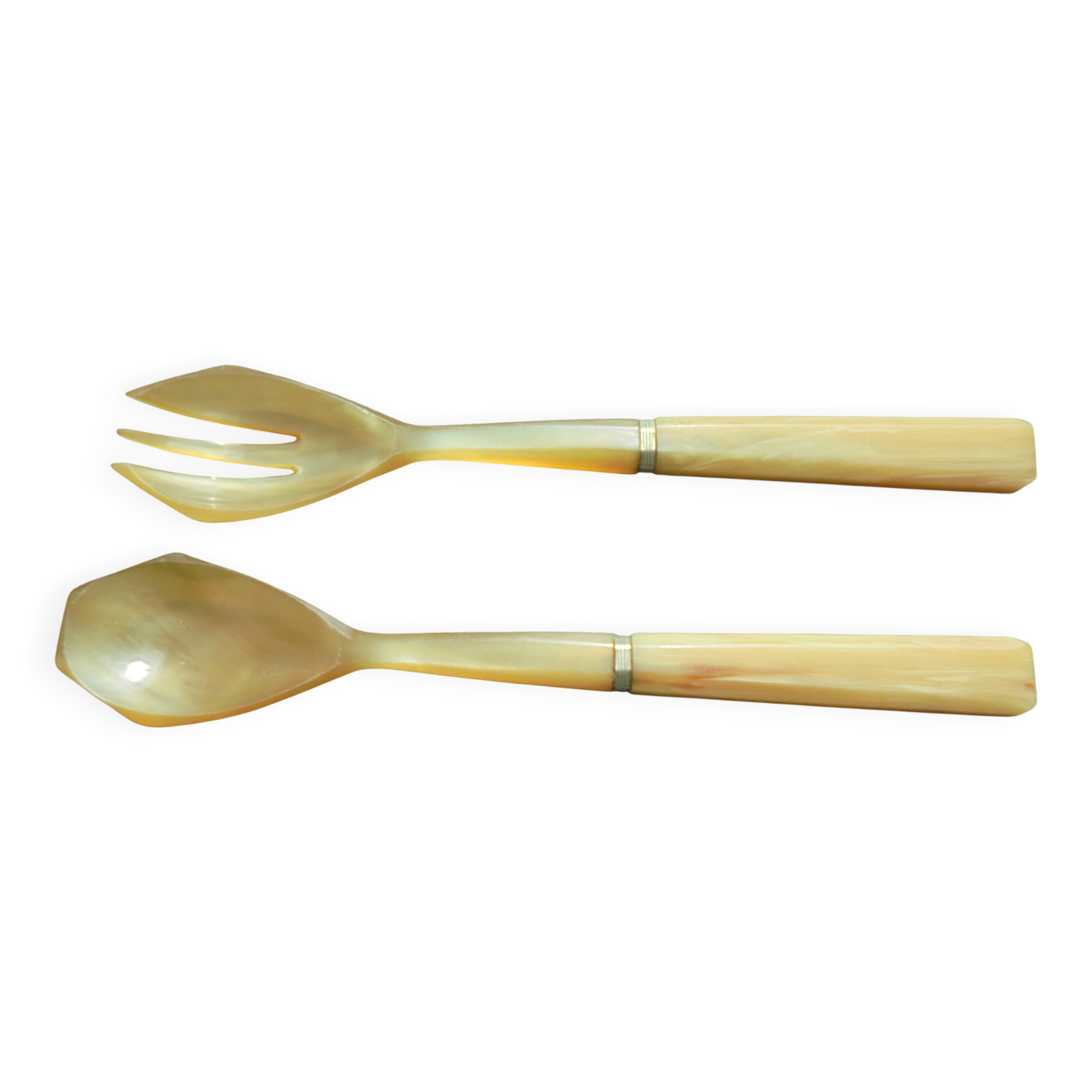 Art deco horn salad servers