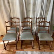 Six turned wooden chairs