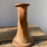 Candle holder in beige brown enamelled sandstone