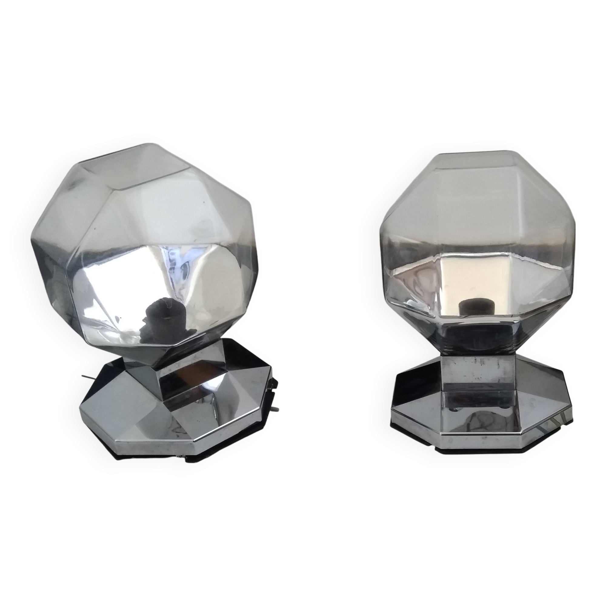 Pair of vintage 1970 Staff wall lights by Motoko Ishi in chrome