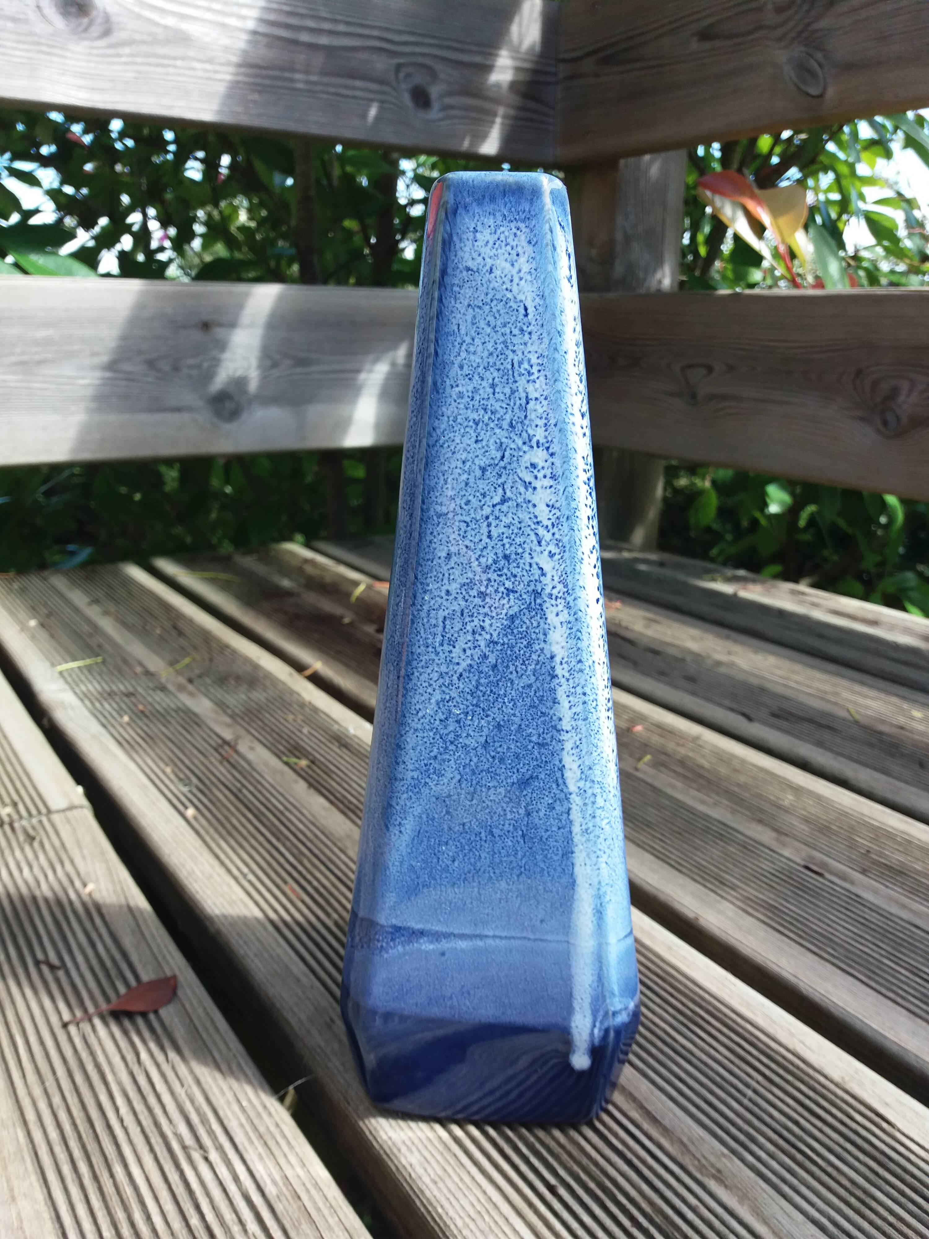 Geometric speckled glazed ceramic vase