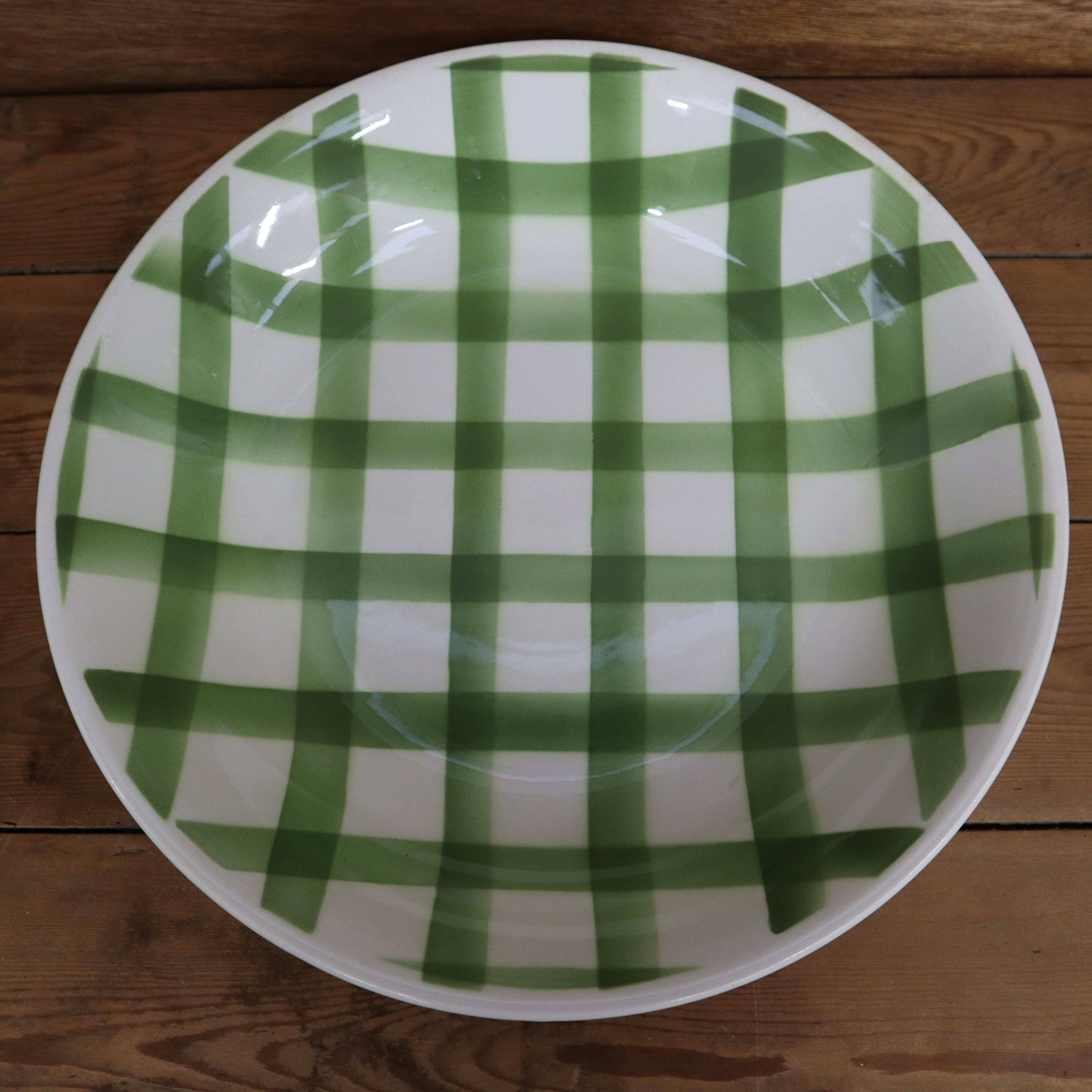 Round half-deep dish Moulin Des Loups "Nappe" model Green
