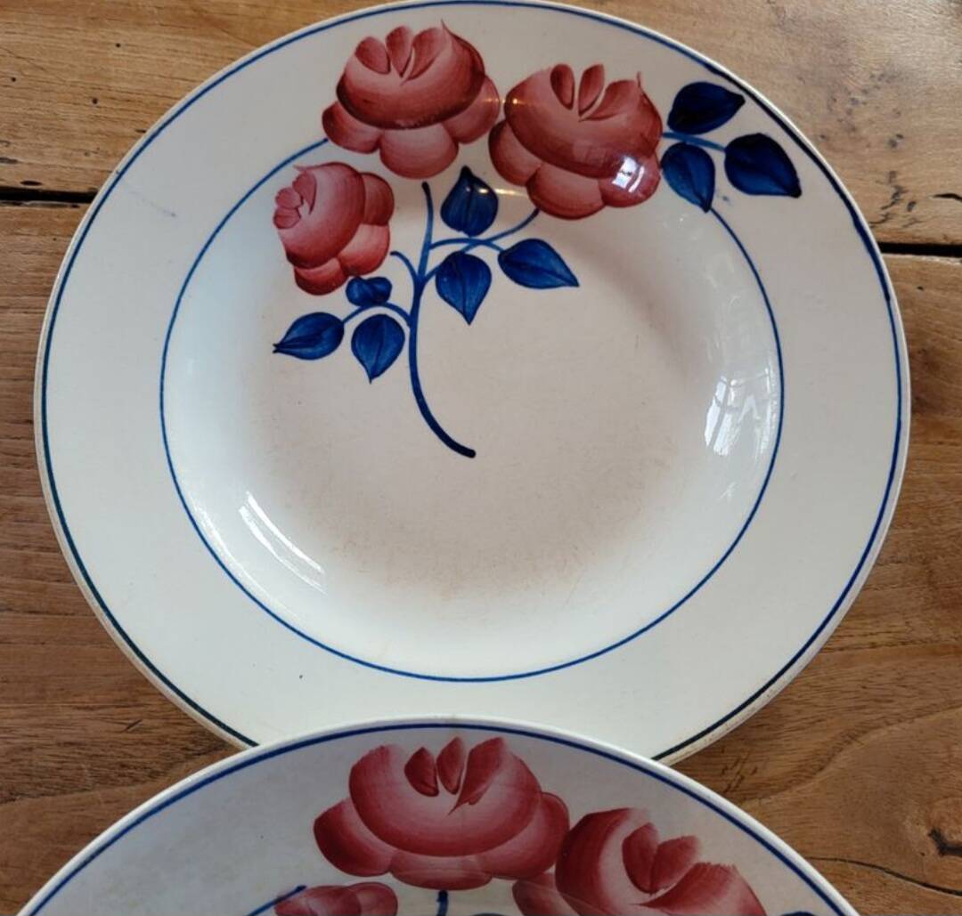 Lot 2 Art Deco plates ▪︎ Hippolyte Boulenger ▪︎ Red Rose