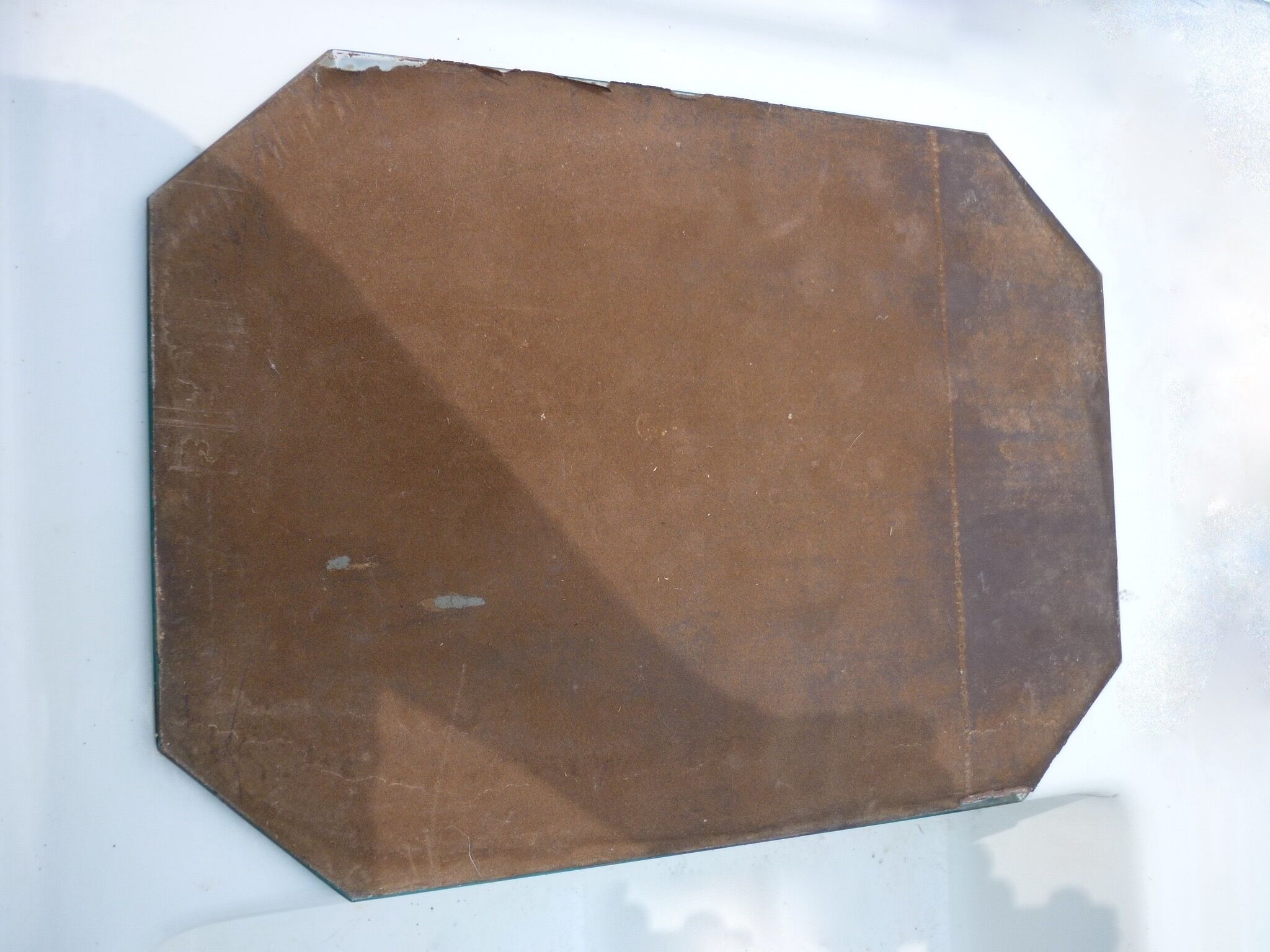 Octagonal mirror to lay, bevelled art deco 42x30