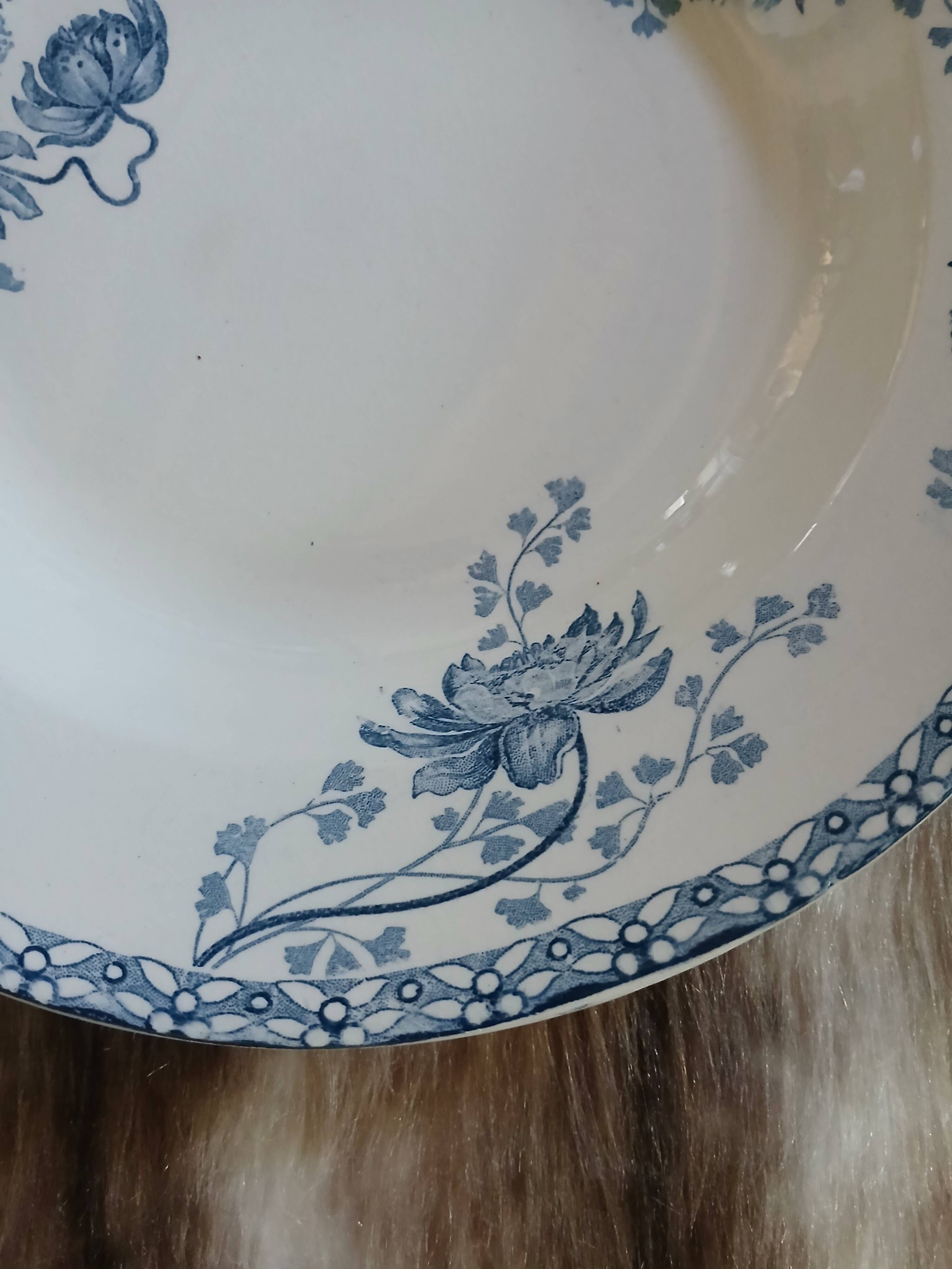 6 antique deep plates in ironstone