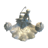 Double ink out 19th in tin signed J. GARNIER: The Cherub fisherman