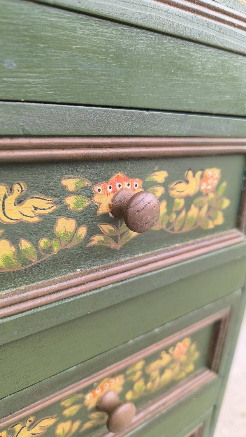 Hand-painted beechwood chest of drawers, 1950s