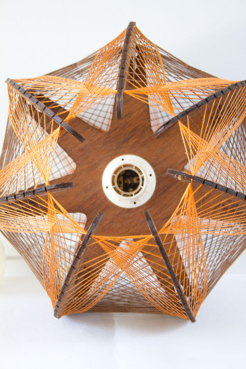 Scandinavian yarn and wood hanging lamp