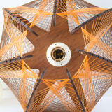 Scandinavian yarn and wood hanging lamp