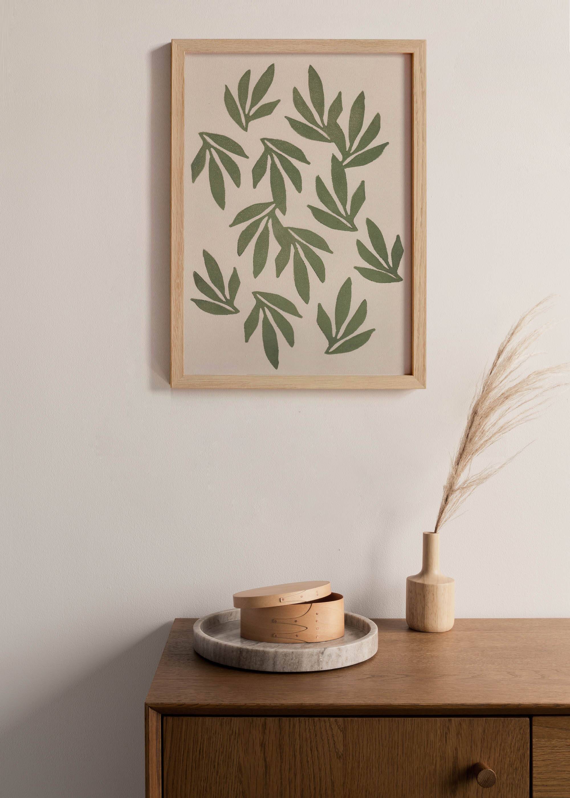 Painting on paper, foliage illustration, painting b205 signed Eawy