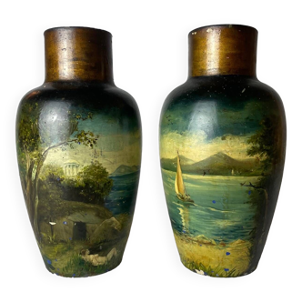 Pair of hand-painted vases