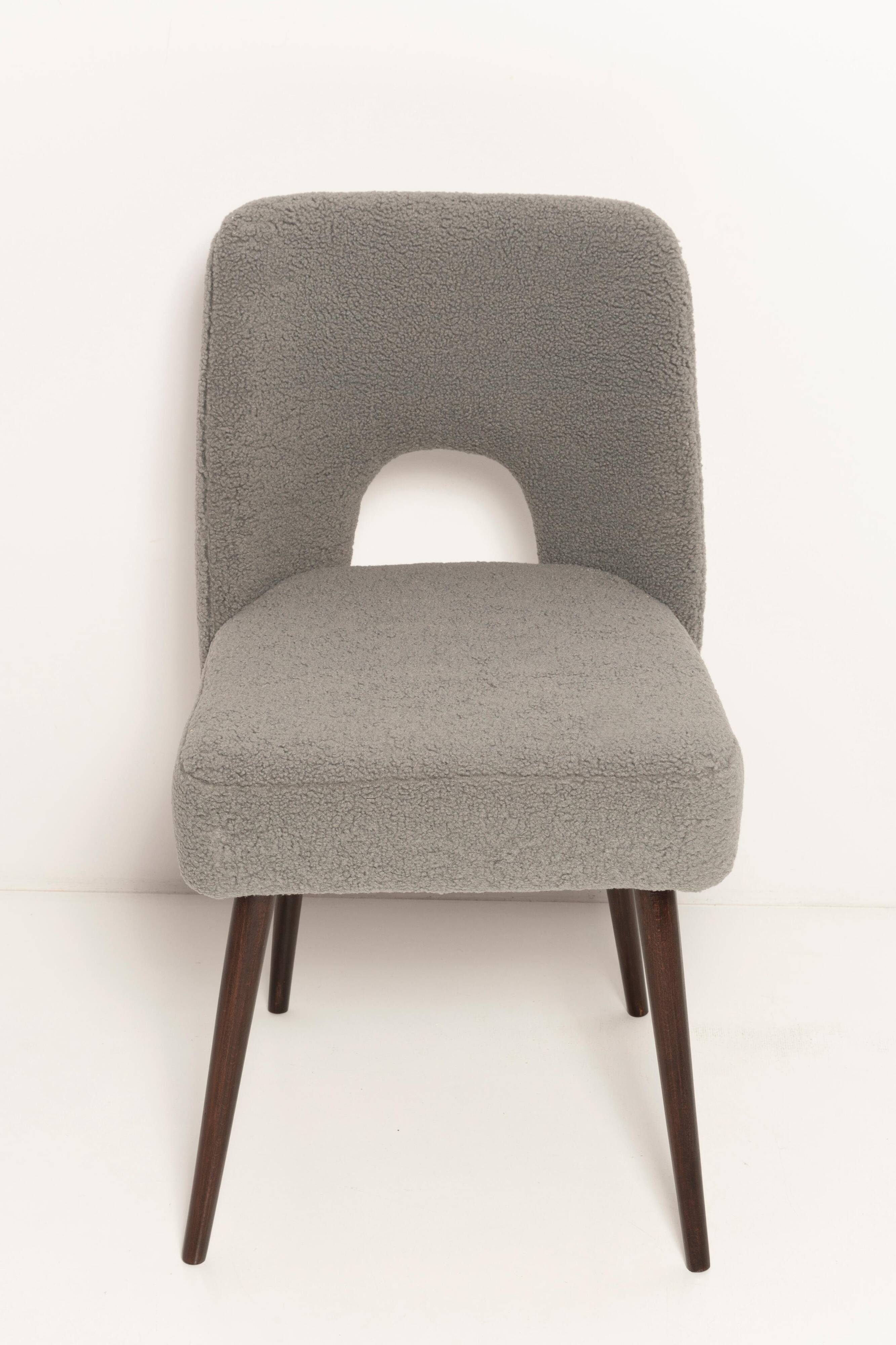 'Shell' Chair in Grey Boucle, Europe, 1960s