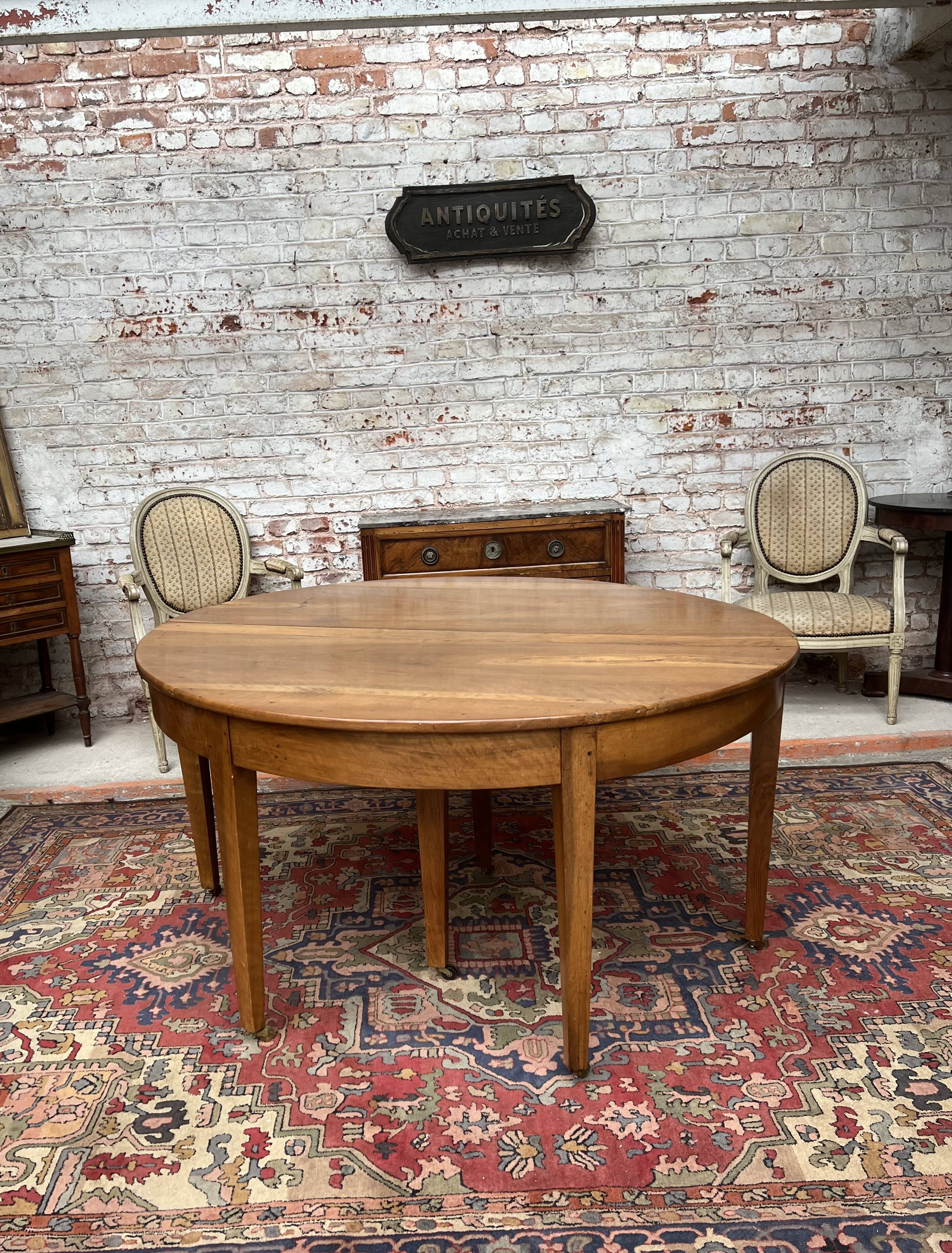 Oval table half moon walnut stamped period directoire xviii th century